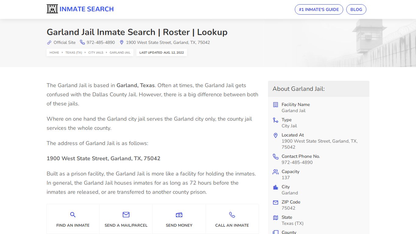 Garland Jail Inmate Search | Roster | Lookup