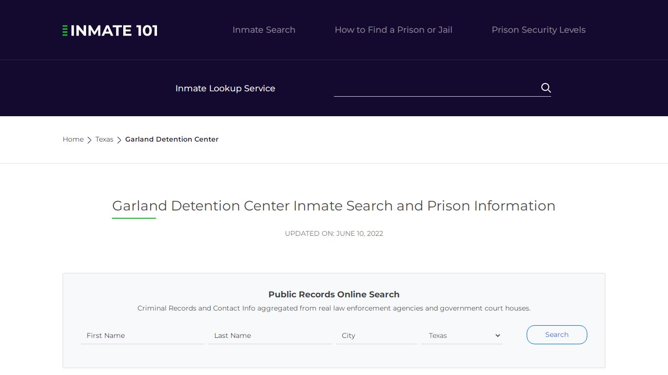 Garland Detention Center Inmate Search, Visitation, Phone ...